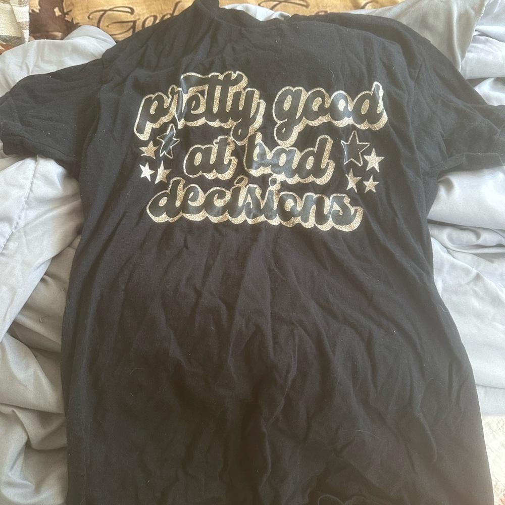 Gildan Black Tee with White Print